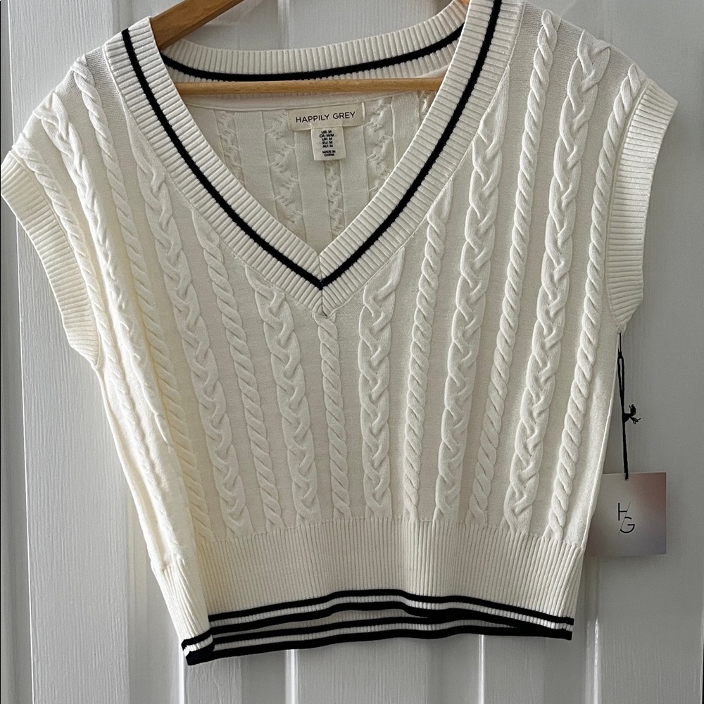 Happily Grey Women's IvoryCable Knit Top